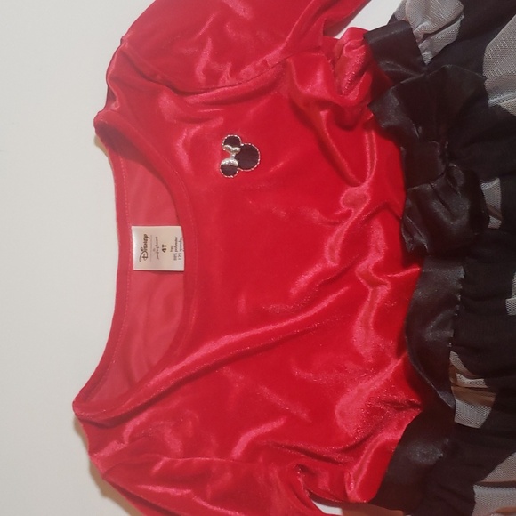 Disney Minnie Mouse Red Velvet Longsleeve with Polkadot Tulle Dress 4T - Picture 4 of 9